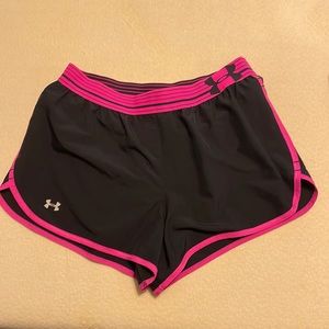 Pink and black under armour shorts